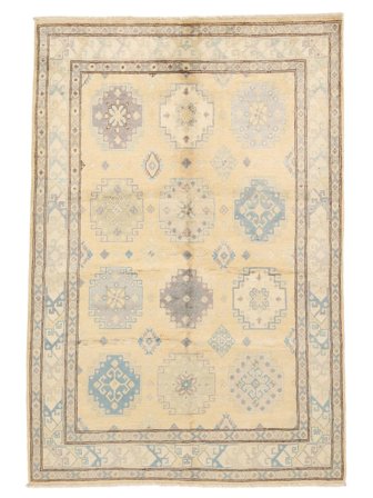 Orientalischer Kazak Fine Teppich 146X215 Beige/Orange Wolle, Afghanistan