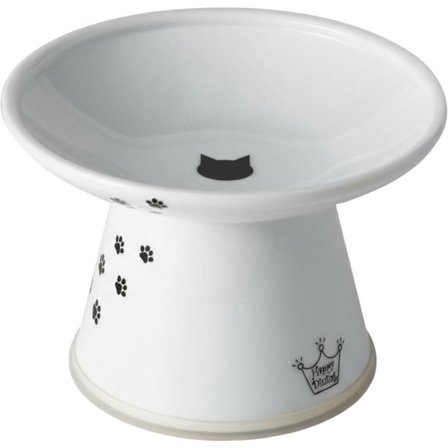Ekstra Bred Hævet Kattefoderskål, Kat, Hvid, XL, 0,6 kg