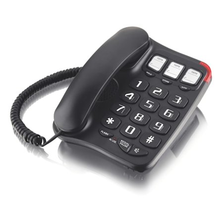 Högljudd ringsignal fast telefon för äldre - Stor knapp fast hemtelefon med förstärkt ljud och lättläst display