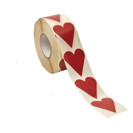 HEDLUNDS OF SWEDEN Etikett hjärta röd 40x48mm 1000/rl - Lyreco - Emballage och lagerutrustning - Presentinslagning - Presentetiketter