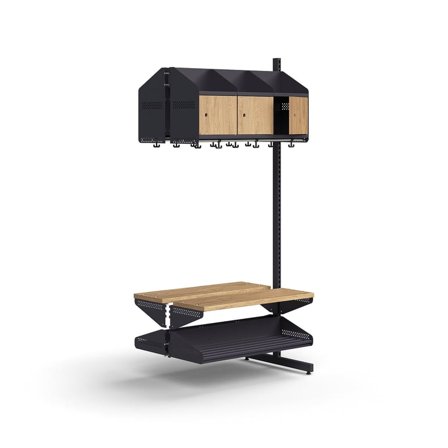 Garderobemodul ENTRY, påbygningssektion gulv, 6 trædøre, 1800x900x600 mm, antracit/eg