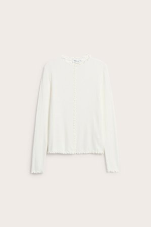 Kappahl | Top z długimi rękawami i krawędziami typu baby overlock Offwhite XL | Offwhite