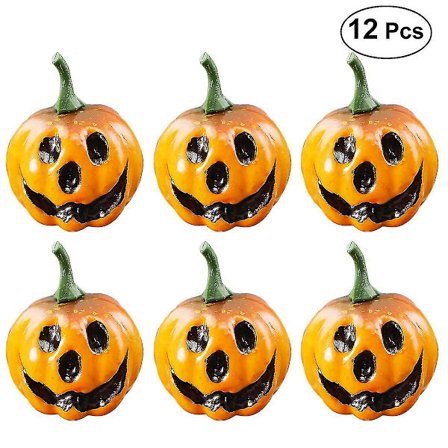 12 stk. Simulerede Livagtige Kunstige Små Græskar Udskårne Gysende Ansigt Bord Midtpunkt Halloween Dekoration Fest Tilbehør Fotorekvisitter