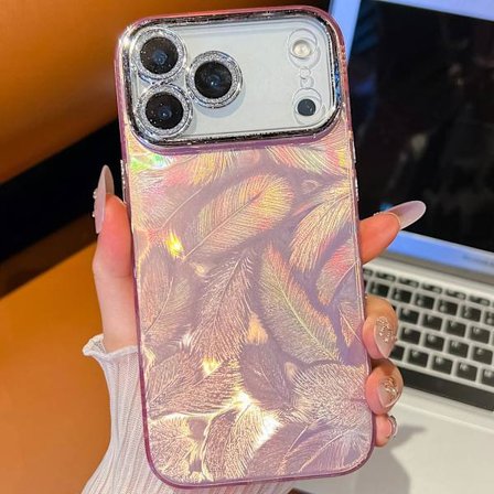 iPhone-skal med fjädermönster, lämpligt för iPhone 17, Air, Pro, Pro Max, falltåligt mobilskal C iPhone17pro
