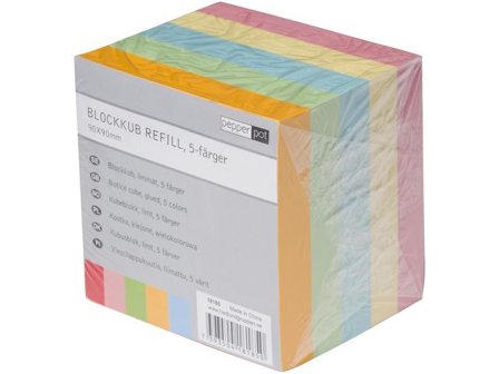 PEPPER POT Blockkub Pepperpot 90x90mm 850 ark fem färger - Lyreco - Kontorsmaterial - Block och anteckningsböcker - Blockkuber