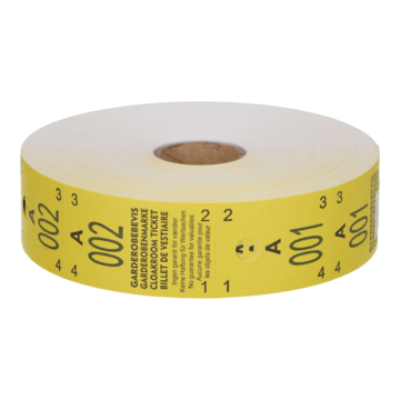 Garderobsbiljett 1-500 Gul