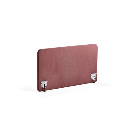 Bordsskärm ZONE, inkl. vita beslag, 1200X650x36 mm, tyg Rivet, plommon