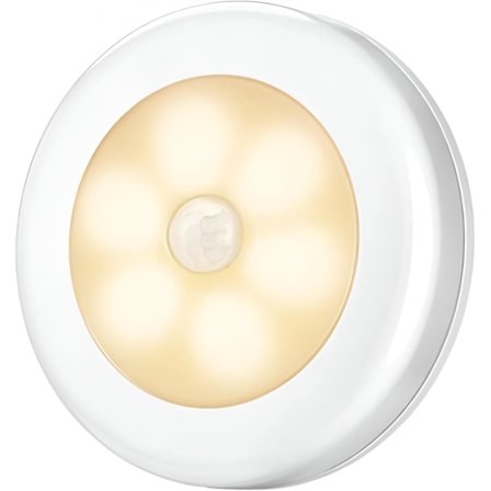 Enkel bevægelsessensor trådløs lys til skabe skabe og under trapper skabe | Batteridrevet LED varmt hvidt lys med automatisk tænd o