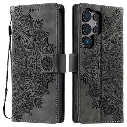For Samsung Galaxy S25 Ultra Lommebok Deksel Shell Mandala Blomstermønster