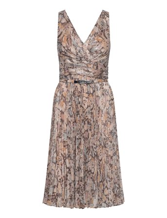 Lauren Ralph Lauren Floral Metallic Chiffon Cocktail Dress - Brown - 34