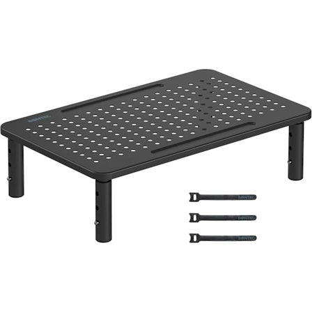 Justerbart monitorstativ för skrivbord, ergonomiskt metallstativ, nätstruktur för luftflöde, upp till 20 kg, datorstativ, buntband ingår