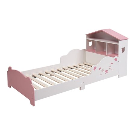 Seng til småbørn med hylde og sikkerhedsgitter