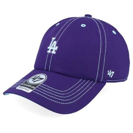 47 Brand - MLB Lilla unconstructed Caps - Los Angeles Dodgers MLB Contrast Stitch 47 Clean Up Purple Dad Cap @ Hatstore