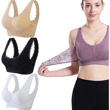 3 st Tourmaline Shaping & Kraftfull Lifting BH, Tourmaline Shaping Wireless BH, Front Cross Side Spänne Spets Lifting BH