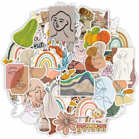 100 Boho Estetiske Graffiti Klistremerker Pakke, Minimalistisk Kunst