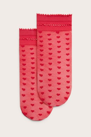 Kappahl | Cienkie rajstopy w serca Czerwony 36/42 | Czerwony