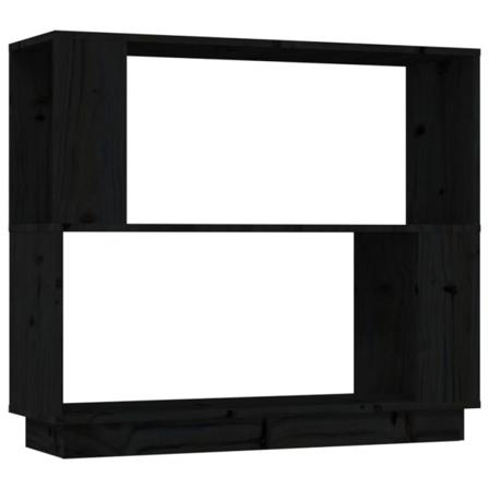vidaXL Bokhylla/Rumsavdelare svart 80x25x70 cm massiv furu Svart
