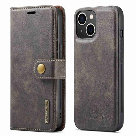 DG.MING Wallet Cover for iPhone 14 - Gray