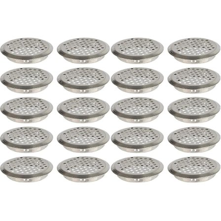 20 kpl pyöreä ilmanvaihtoritilä, hopeanväriset pyöreät tuuletusritilät, hopeanväriset ruostumattomasta teräksestä valmistetut ilmanvaihtoritilät
