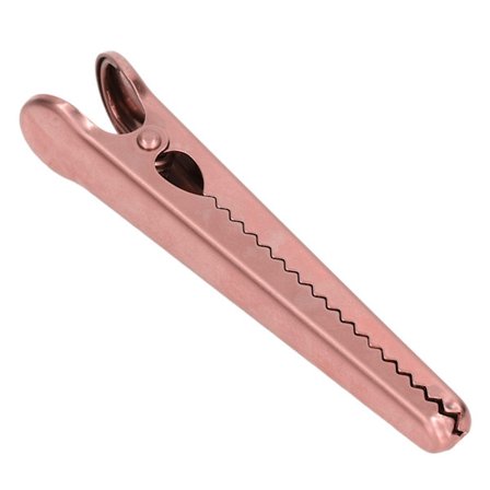Forseglingsklemme Lengde 11,6 cm Komfortabelt håndtak Robust design Innvendig tann-design Kjøkkenverktøy Rosegull