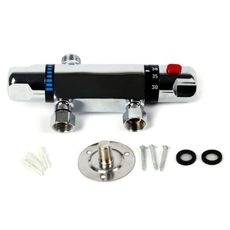 Veggmontert eksponert dusjbatteri for ventil anti-skålding kran varmt kaldt vann mikser