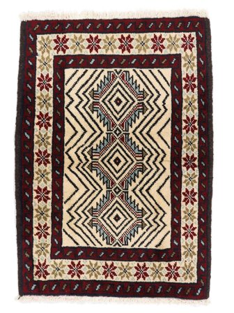 Håndknyttet Beluch 63X87 Persisk Uldtæppe Sort/Beige Lille