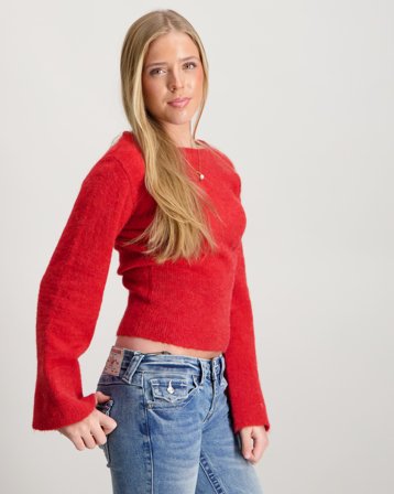 Gina Tricot Young Y shaped knitted sweater Rouge Pulls Fille - Kids Brand Store