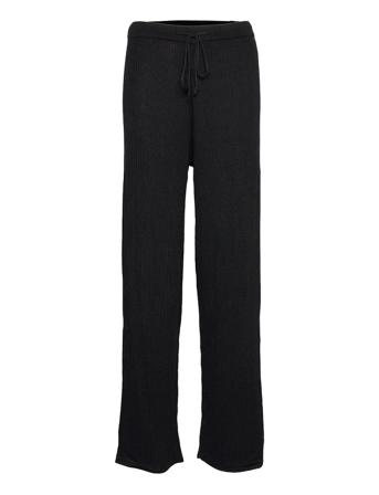 Merino Trousers Bukser Med Lige Ben Sort Rosemunde