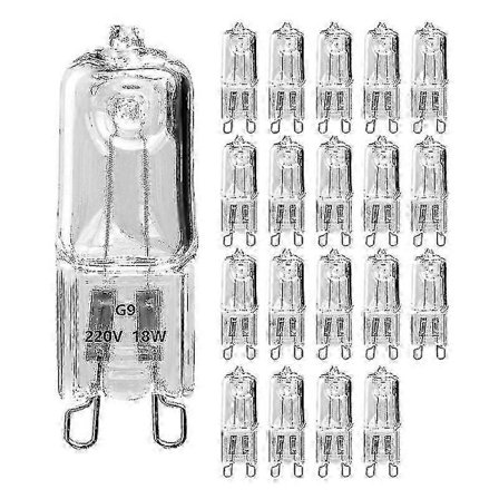 20 kpl G9 halogeeni lamppuja, 18W läpinäkyvät halogeeni himmennettävät lamput