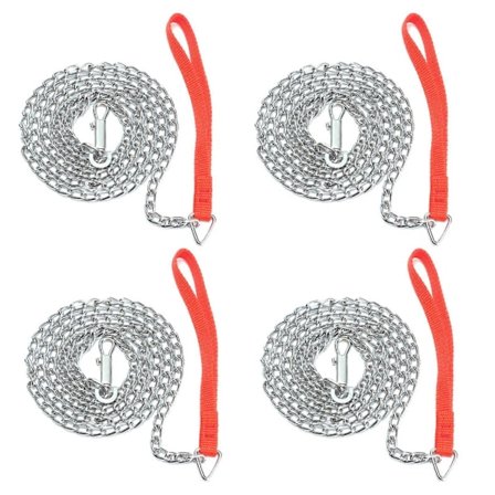 4 st 1,6 m Kraftig Metallkedja Hundvalp Promenadkoppel Rött Handtag
