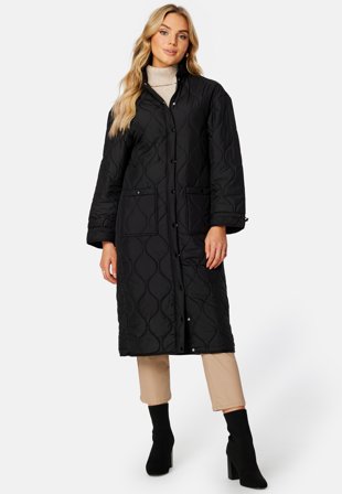 Object Collectors Item Line Long Quilted Jacket Black Klær