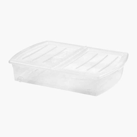 Biltema - 56 liter Sengekasse - Stabil Oppbevaringsboks i Transparent PP-Plast med Klipslås, Perfekt for Oppbevaring Under Sengen