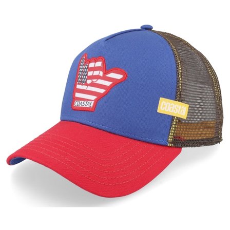 Coastal - Hft Us Shaka Orange/Blue/Red A-Frame Trucker Trucker Blue Cap - @ Hatstore