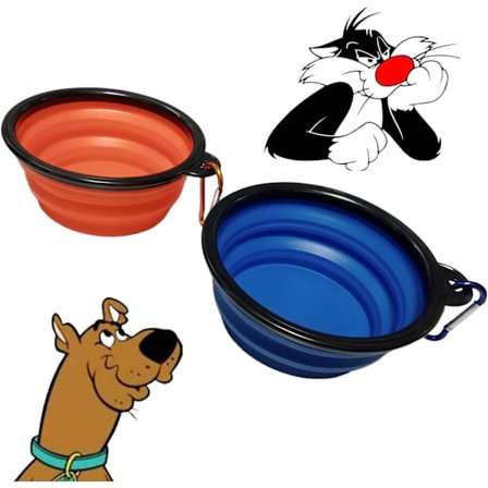 Sammenleggbar Matskål Oransje & Blå 2-pakning