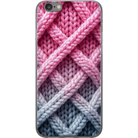 Yhteensopiva Puhelinkuori Apple iPhone 6 Lähikuva kudotusta tekstiilikuviosta vaaleanpunaisissa, harmaissa ja valkoisissa sävyissä, joissa on tunto