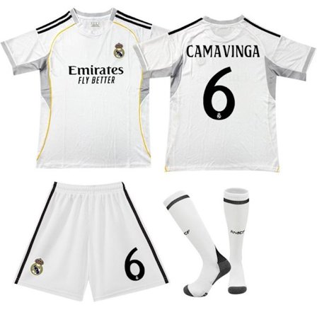 25-26 Ny Real Madrid hjemmedrakt nr. 6 med sokker for barn og voksne