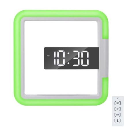 TS-S28-W Multifunktionel firkantet RGB termometer digitalt vækkeur LED spejlhulrum