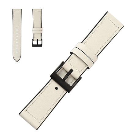 22mm stitching décor läder klockarmband - vit