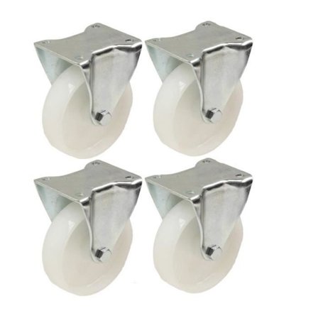 125 mm 12,7 cm nylonhjul - Heavy Duty fasta hjul Set - Set med 4