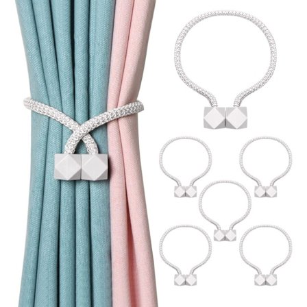 6-pak magnetiske gardinklips for hjem og kontorinnredning (grå)