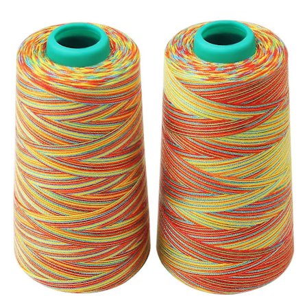 2 stk. Polyester Sytråd Regnbue Overlocker Tråd Broderimaskine