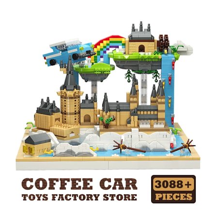 Kreativ medeltida slott diamant MOC-klossar magiskt tema skolbyggnad minibitar set plastmodell leksaker för barn vuxna gåvor