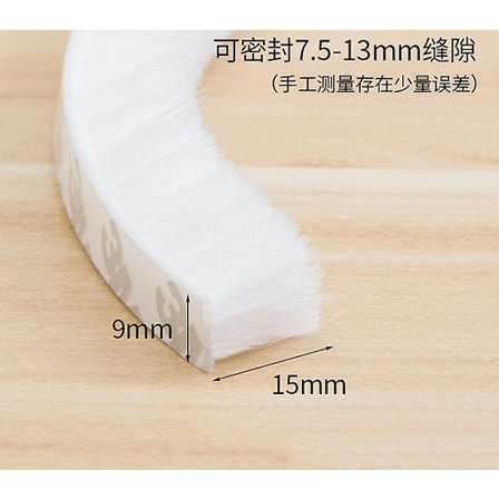 10m Borstlist Självhäftande Dörrfönster Tätningslist Dörrfönster Vindtät Damm Ljudisolering List Packning Hem 9*15mm