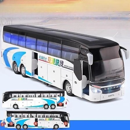 1/32 Setra Lyxig Buss Leksak Bil Diecast Miniatyrmodell Dra Tillbaka Ljud & Ljus Pedagogisk Samling Present Till Pojke Barn