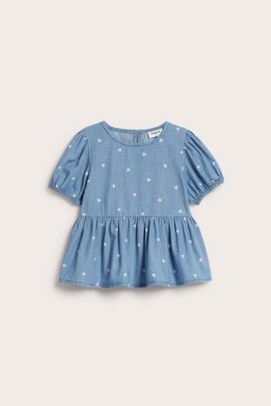 Kappahl | Sydänkuvioinen paitapusero pehmeästä farkkukankaasta Vaalea denim 110 | Vaalea denim