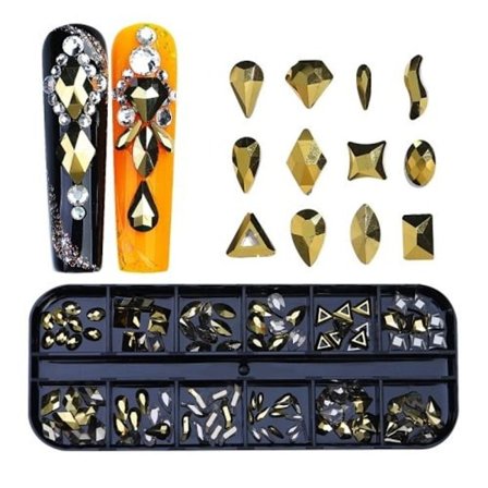 12 Gitter Flad Formet Manicure Rhinestone Negledekoration 26