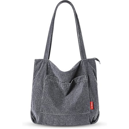 Ultrove Corduroy Tote Bag med glidelås Stor kapasitet Håndvesker Skulderbag Tykk og holdbar Cord Tote Bag Stor Casual Shopping Bag for kvinner Damer