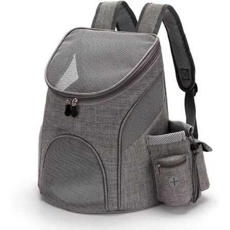 Rygsæk til hund med sidelommer, sammenklappelig rygsæk til kæledyr, hunde og katte, rumkapsel, bærbar transporttaske, rejseåndbar rygsæk