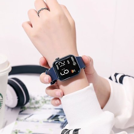 Digital klokke vanntett barneklokke for barn gutter jenter Led armbåndsur Xd(Blå)