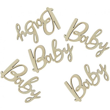 Träkonfetti Bordsdekoration Baby 18-pack - Baby Shower Dekoration - Kalaslagret.se